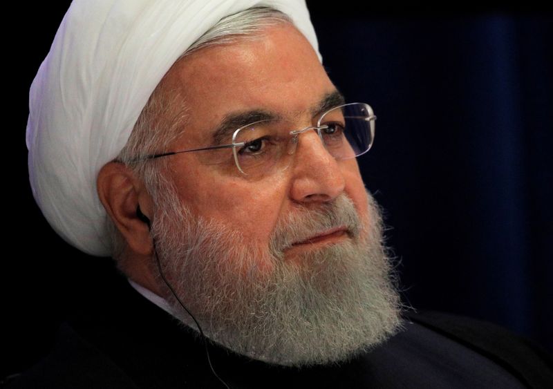 FILE PHOTO: Iranian President Hassan Rouhani speaks at a news