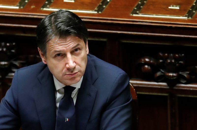 Italian Prime Minister Giuseppe Conte attends a session of the
