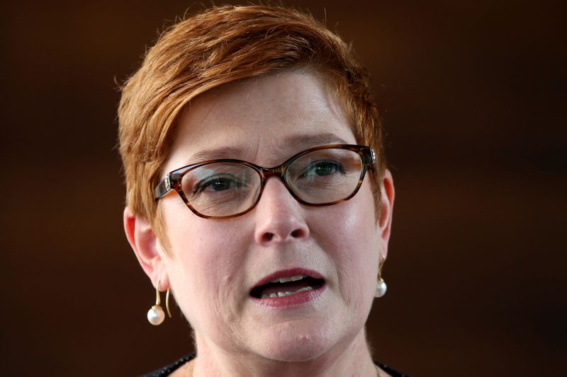 Australia’s Foreign Minister Marise Payne speaks during a news conference