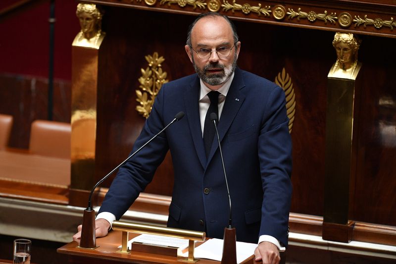 French PM Philippe delivers statement to unwind coronavirus lockdown at