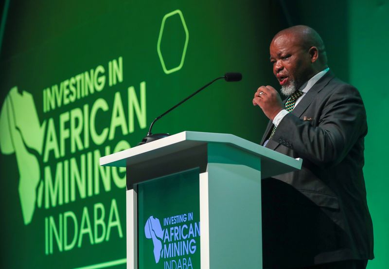 South African Minister of Mineral Resources Gwede Mantashe speaks at