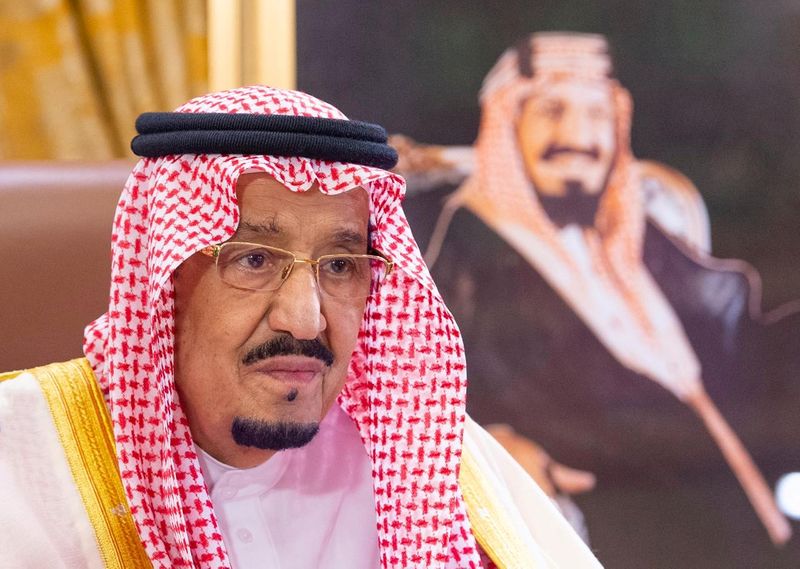 FILE PHOTO: Saudi King Salman bin Abdulaziz delivers a televised