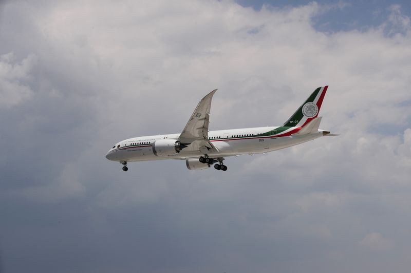 Mexico’s presidential plane, which President Andres Manuel Lopez Obrador is