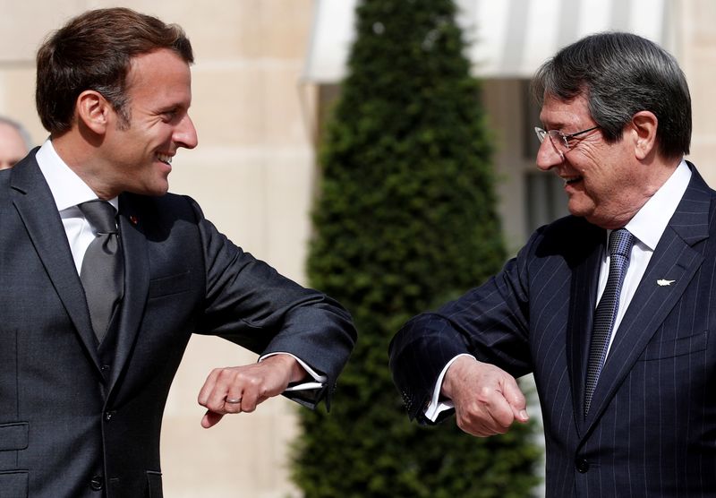 French President Macron meets his counterpart of Cyprus Anastasiades in