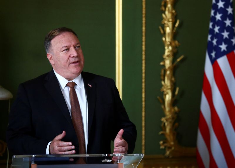FILE PHOTO: U.S. Secretary of State Mike Pompeo speaks during