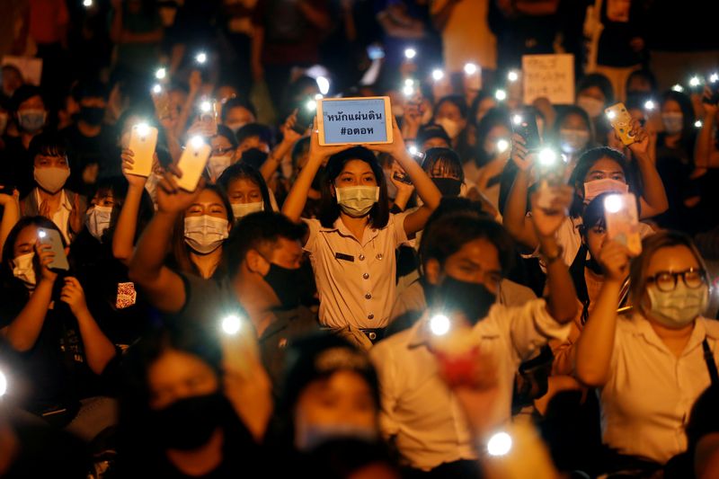 Pro-democracy activists protest in Bangkok