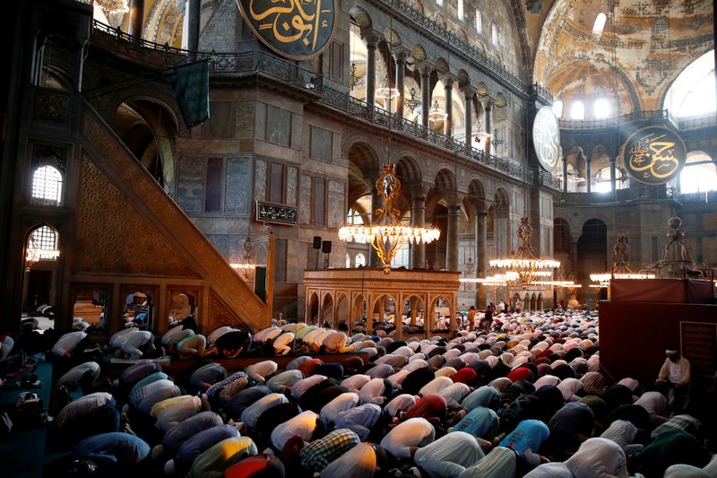 Friday prayers at Hagia Sophia Grand Mosque for the first