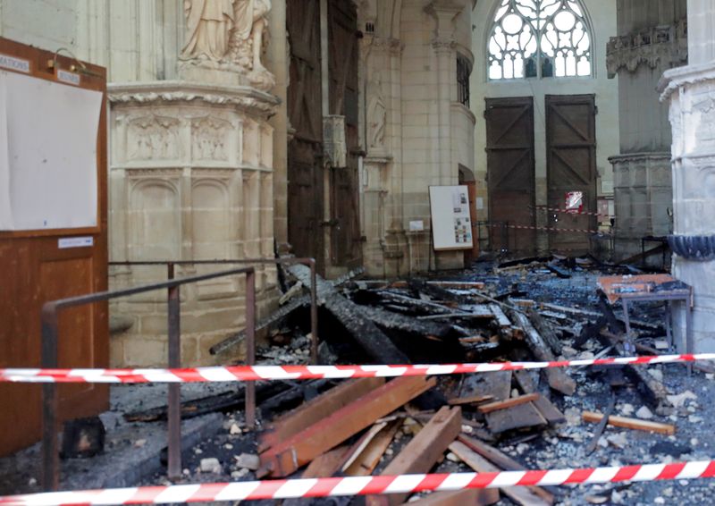 FILE PHOTO: Fire at the Cathedral of Saint Pierre and