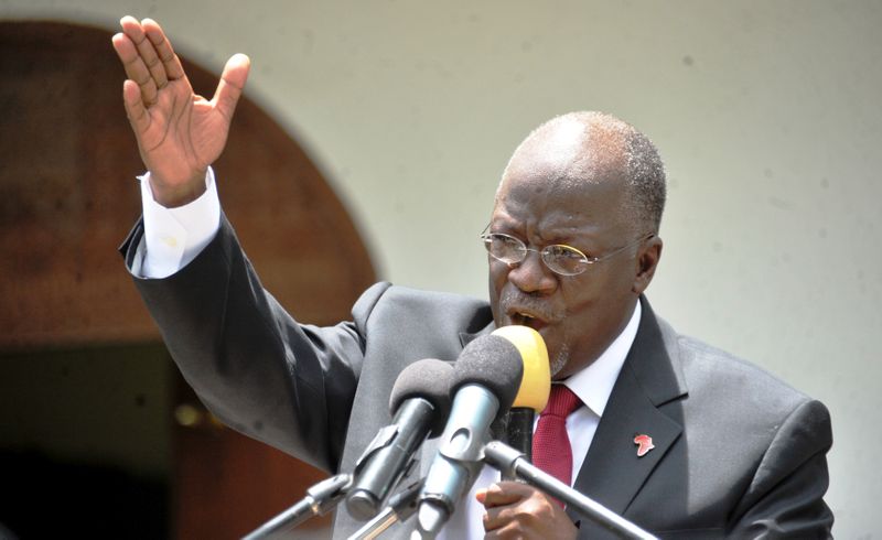 FILE PHOTO: Tanzania’s President elect Magufuli addresses members of the
