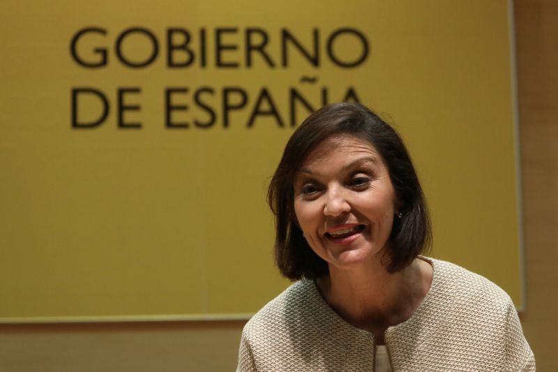 Spain’s new Industry Minister Reyes Maroto reacts during her taking