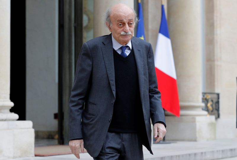 Lebanese Druze leader Walid Jumblatt leaves the Elysee Palace in