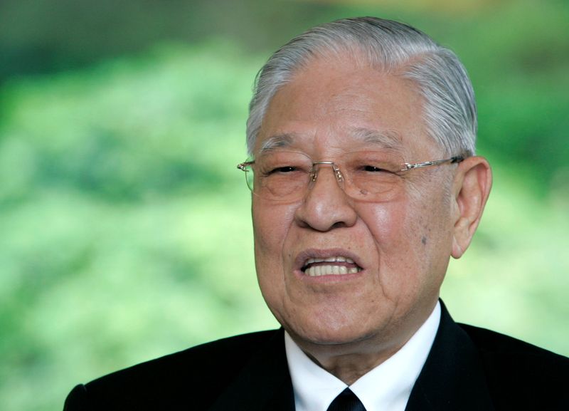 FILE PHOTO: Former Taiwan President Lee speaks during news conference