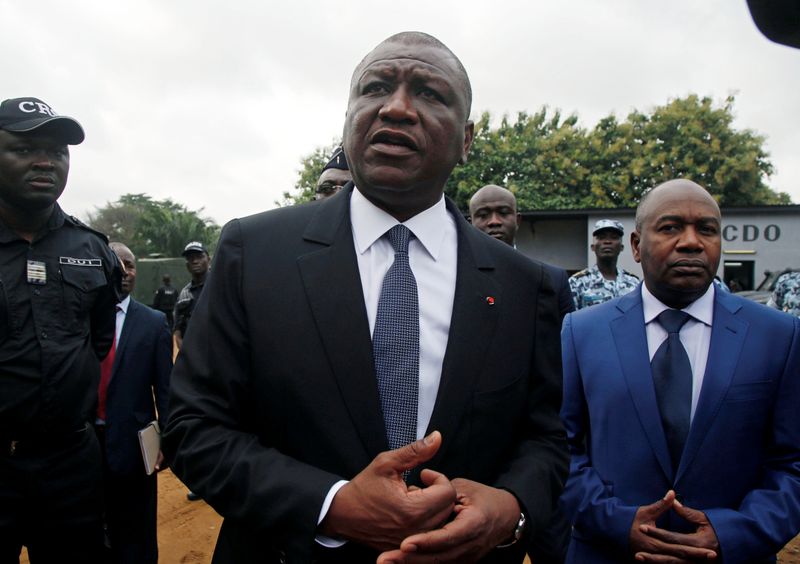 Hamed Bakayoko, Ivory Coast’s new Defense minister, talks as he