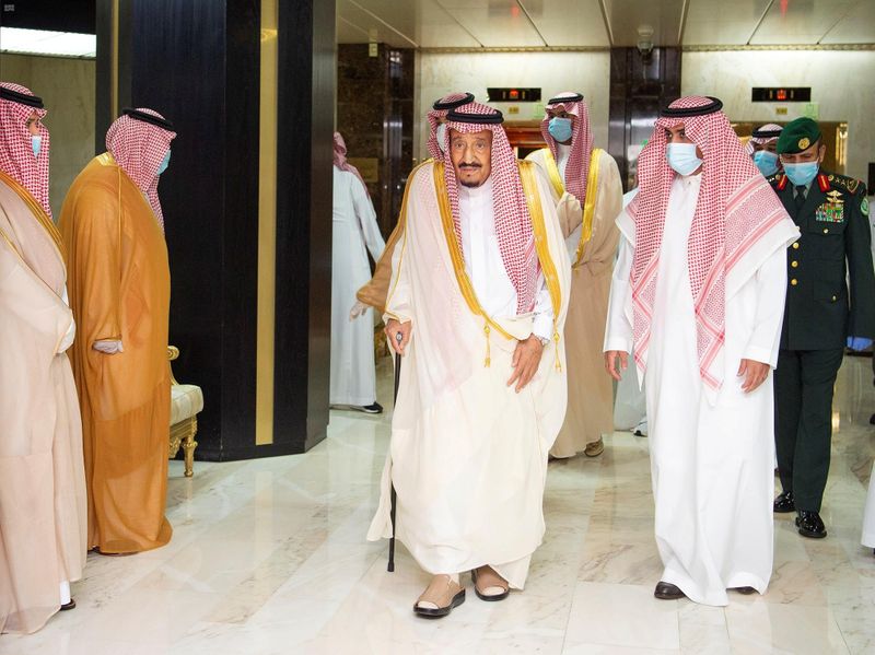 Saudi King Salman leaves the King Faisal Hospital after a