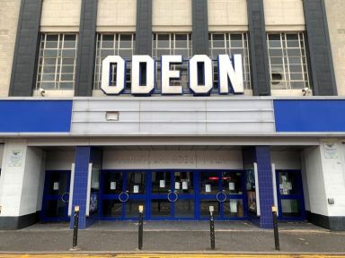 Notices informing customers that the Odeon Cinema is closed due