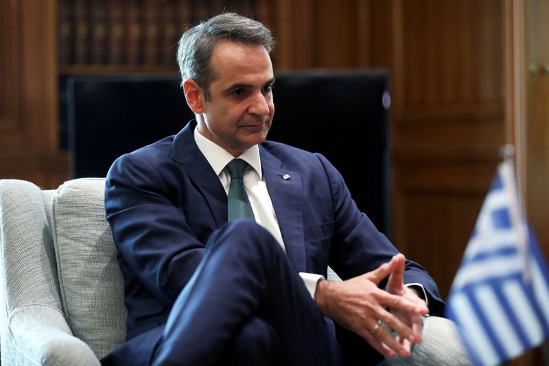 FILE PHOTO: Greek Prime Minister Mitsotakis meets with German Foreign