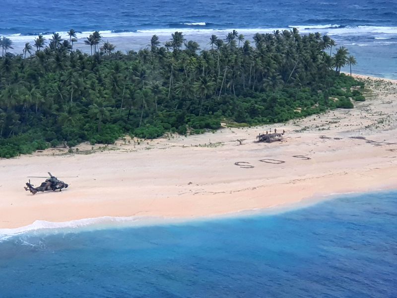 Sailors stranded on a Micronesian island