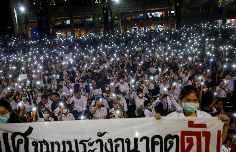 FILE PHOTO: Thai students protest against a court’s decision that