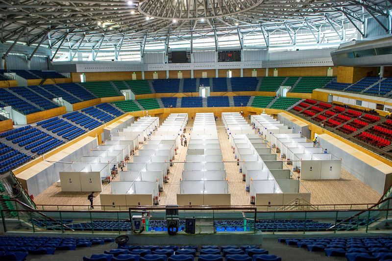 FILE PHOTO: Field hospital is seen inside arena amid spread