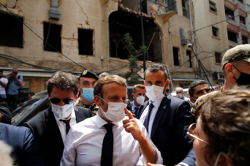 French President Emmanuel Macron visits devastated streets of Beirut