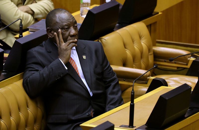 FILE PHOTO: South African President Cyril Ramaphosa waits to deliver