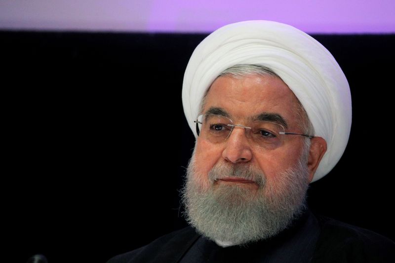 FILE PHOTO: Iranian President Hassan Rouhani speaks at the United