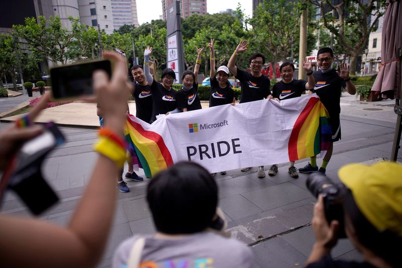 FILE PHOTO: Participants take part in a Pride Run during