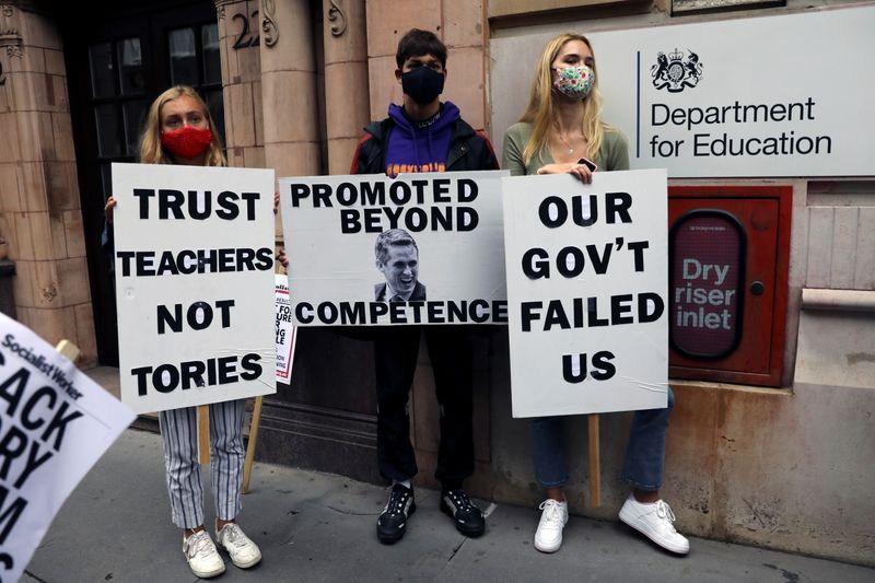 Students protest outside the department of education in London