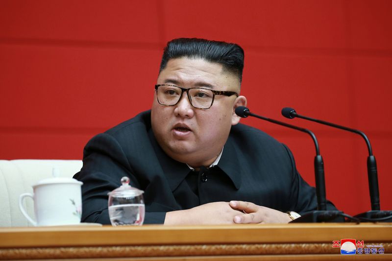 North Korean leader Kim Jong Un attends a political assembly