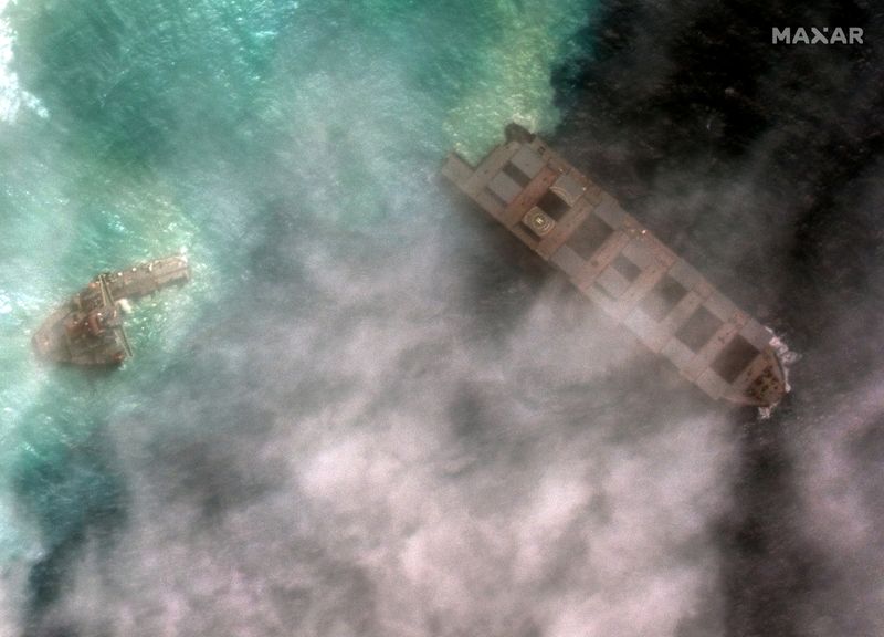 Satellite image shows Japanese bulk carrier ship MV Wakashio