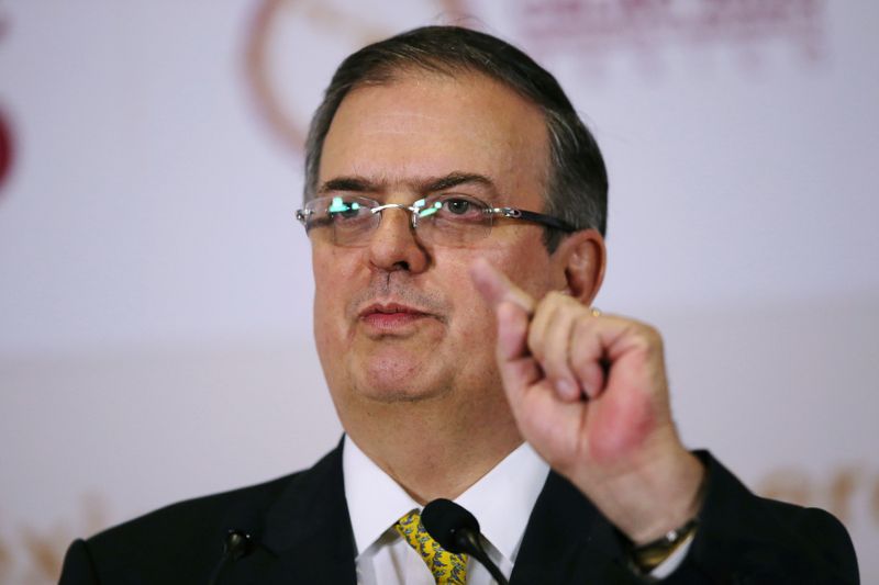FILE PHOTO: Mexico’s Foreign Minister Marcelo Ebrard delivers a message