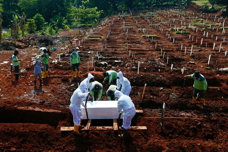 Cemetery in Indonesia’s capital running out of space as coronavirus