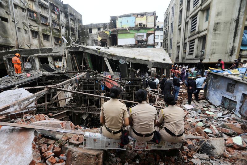 FILE PHOTO: Site of a collapsed building in Bhiwandi