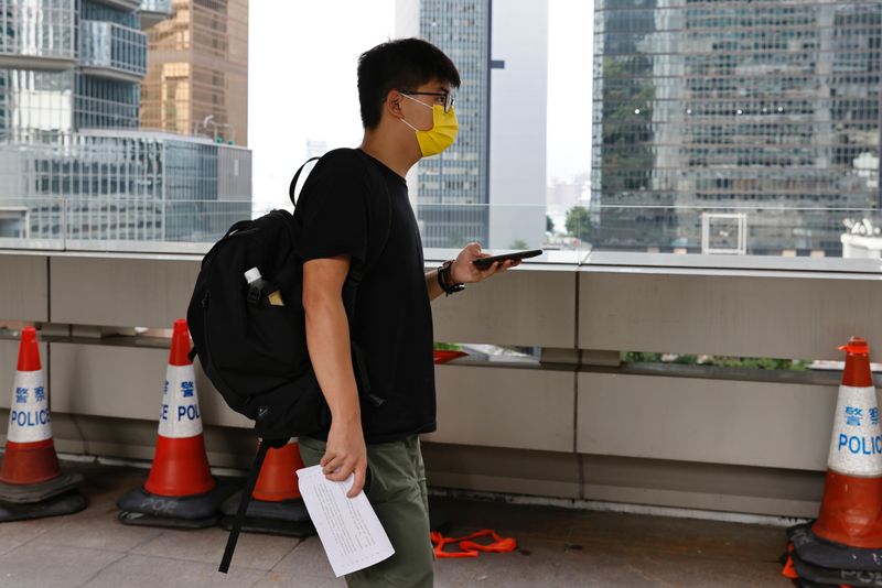 Joshua Wong leaves High Court in Hong Kong
