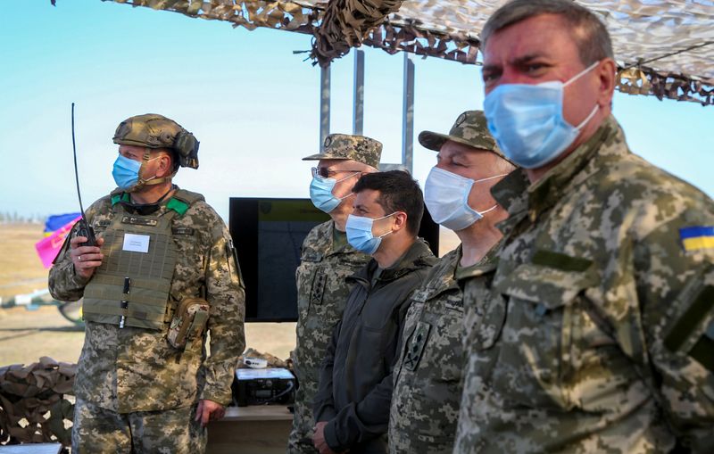 Ukrainian President Zelenskiy oversees military drills in Mykolaiv Region