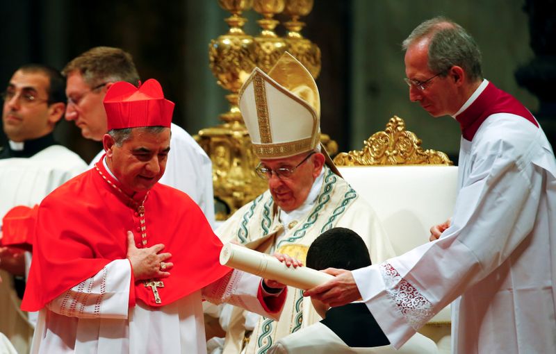 FILE PHOTO: New cardinal Giovanni Angelo Becciu of Italy is
