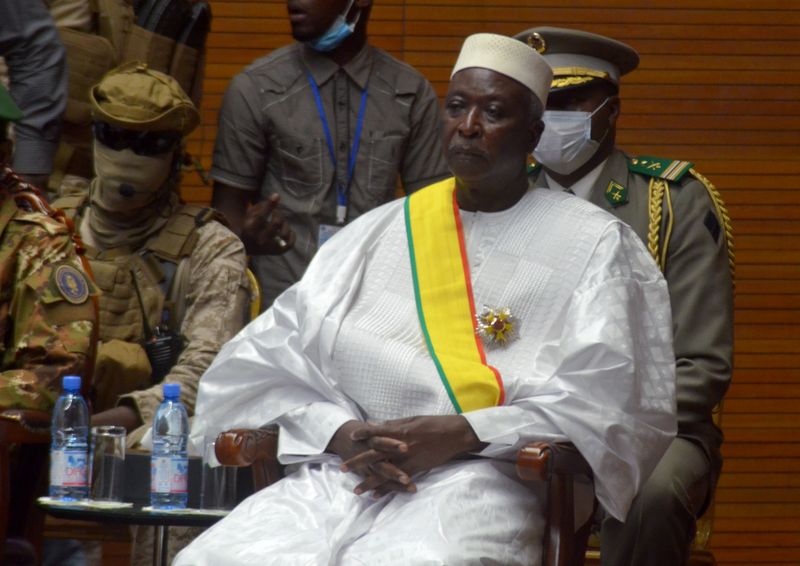 The new interim president of Mali Bah Ndaw speaks as