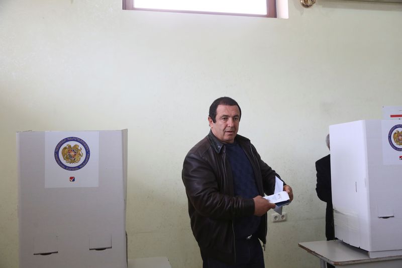 Businessman and opposition leader Tsarukyan votes during a parliamentary election