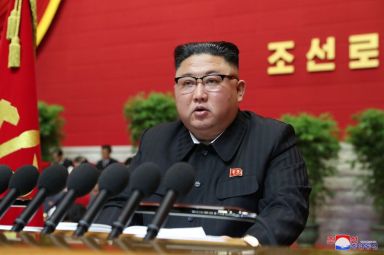 North Korean leader Kim Jong Un speaks at the Workers’