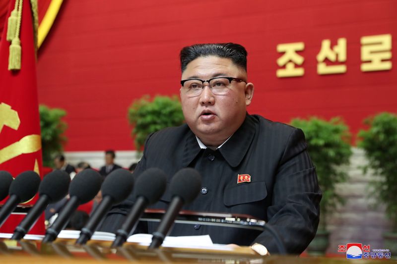 North Korean leader Kim Jong Un speaks at the Workers’