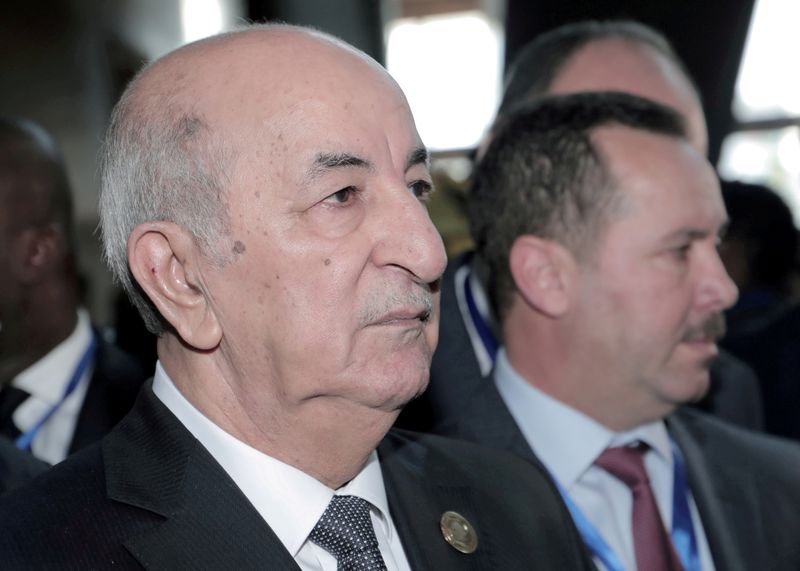 Algerian President Abdelmadjid Tebboune arrives for the opening of the