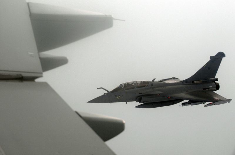 FILE PHOTO: A French Rafale fighter jet demonstrates the interception