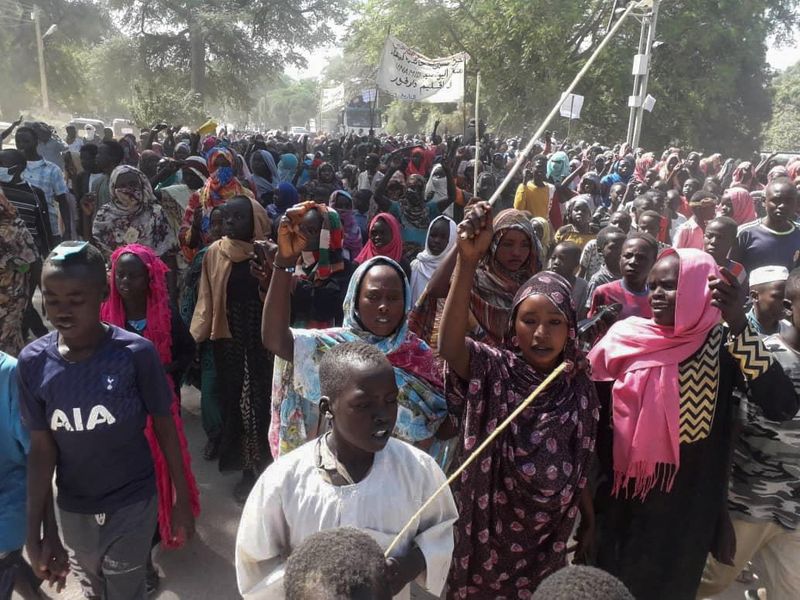 Sudanese civilians protest against United Nations Hybrid Operation in Darfur