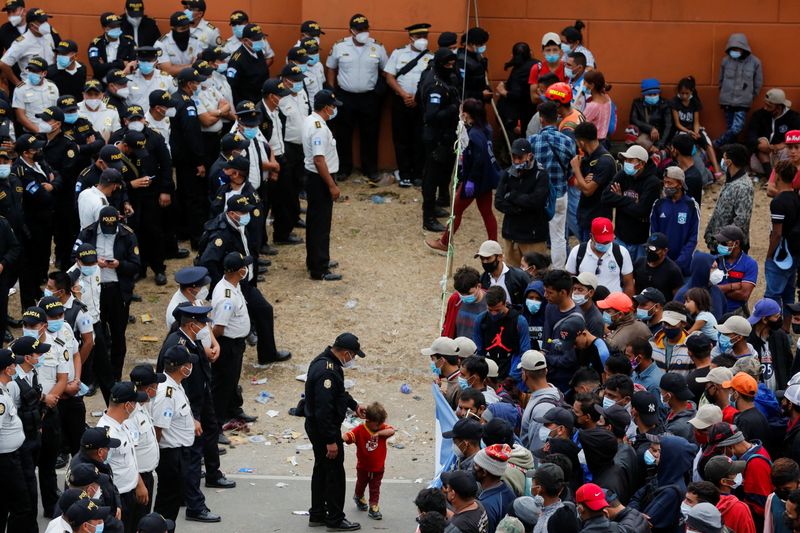 Hondurans take part in a new caravan of migrants, set