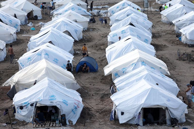 FILE PHOTO: Refugees and migrants at the Kara Tepe camp