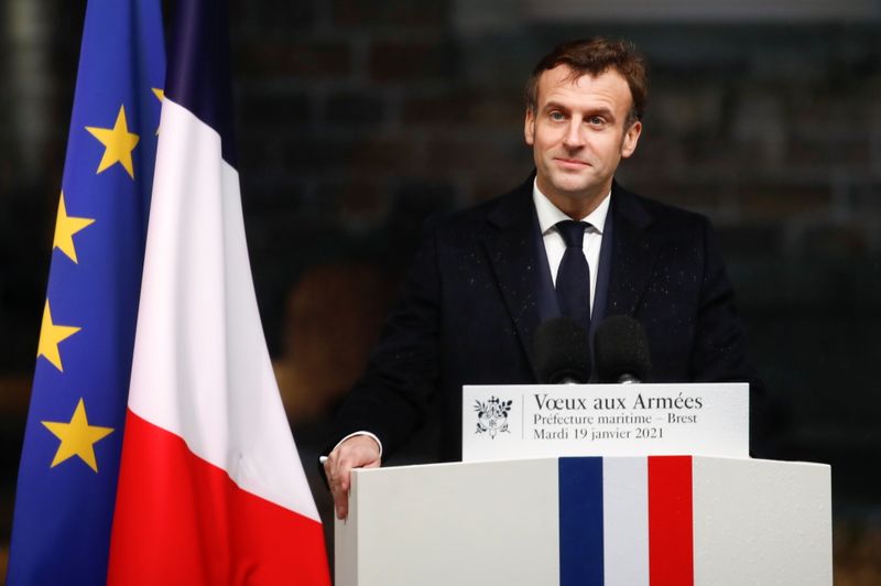 French President Macron delivers his New Year wishes to the