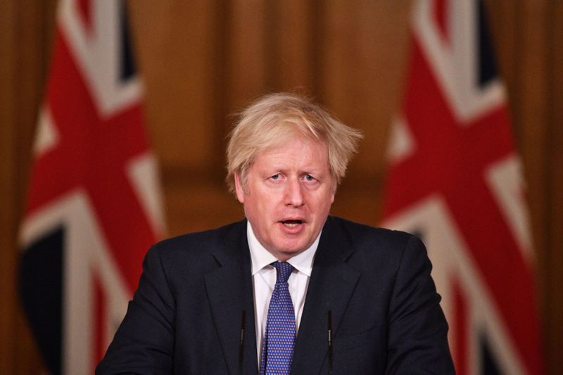 FILE PHOTO:  British PM Johnson holds media briefing on