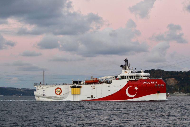 FILE PHOTO: Turkish seismic research vessel Oruc Reis sails in