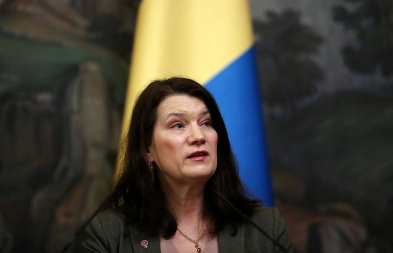 FILE PHOTO: Swedish Foreign Minister Ann Linde attends a news