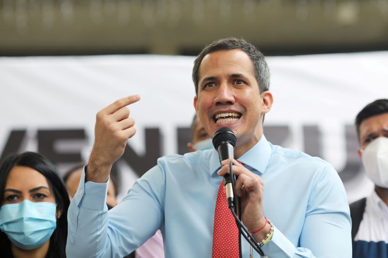 FILE PHOTO: Opposition leader Juan Guaido speaks to the media